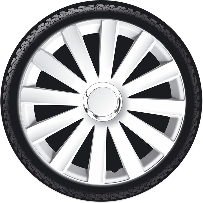 Set wheel covers Spyder 14-inch white + chrome ring