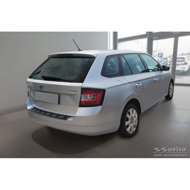 Black Stainless Steel Rear bumper protector  Skoda Fabia III Combi 2014-2018 'STRONG EDITION'