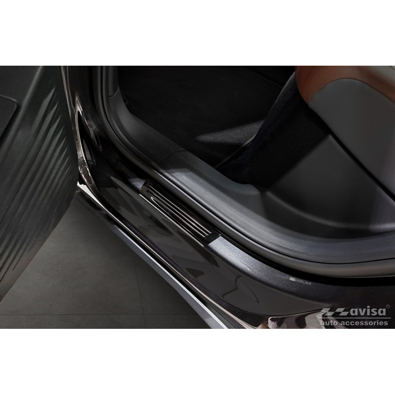 Black Inox door sill protectors  Volkswagen ID.4 2020- 'E-Power' - 4-pieces