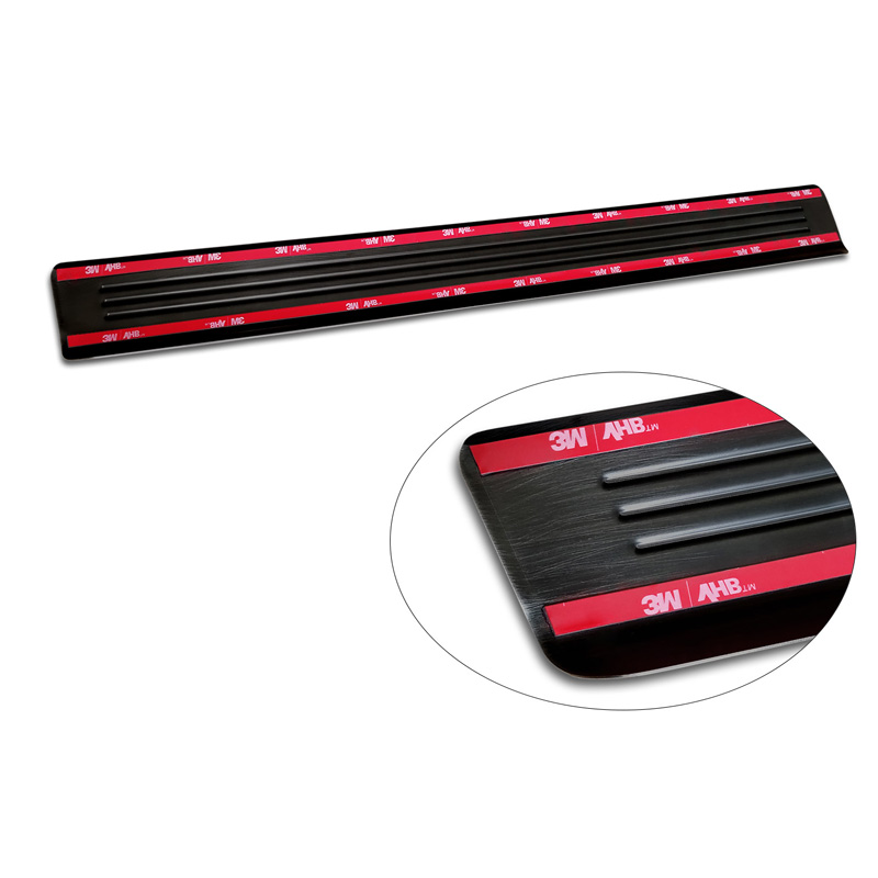 Black Inox door sill protectors  Ford Mustang Mach-E 2020- 'Lines' - 4-pieces