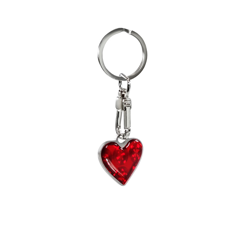 Stainless steel key chain - 'Heart' red