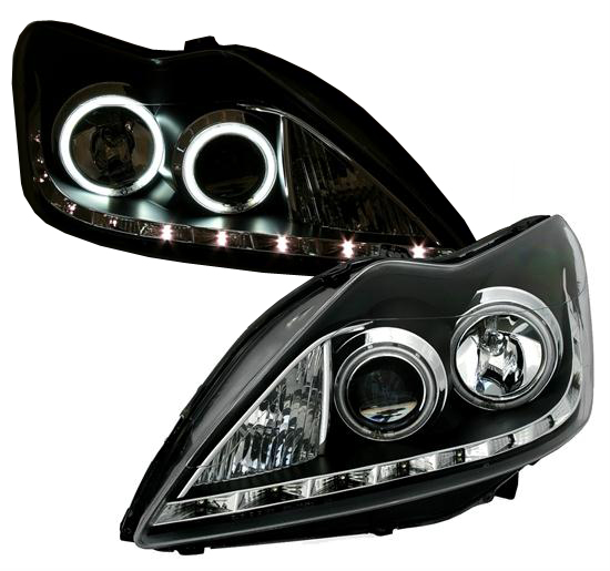 Headlights Ford Focus 08-11 CCFL Devil/Angel Eyes black