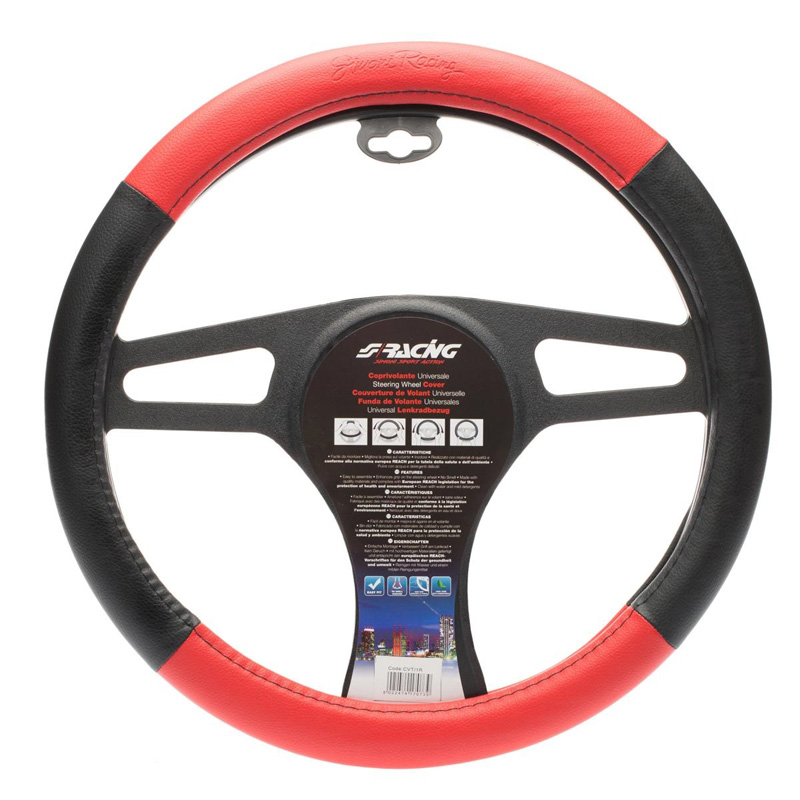 Simoni Racing Steering Wheel Cover Trophy 1 - Black/Red Ecoleather - 37-39cm
