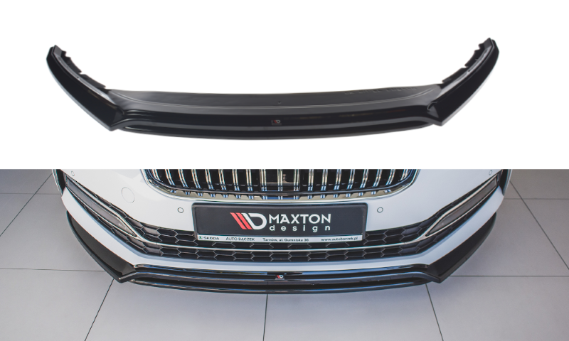 Voorspoiler passend voor Skoda Superb 3 FL Maxton Design glans zwart V.3
