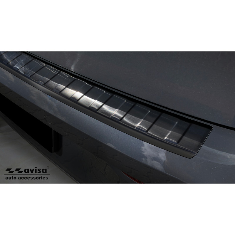 Black Stainless Steel Rear bumper protector  Volkswagen Golf VIII HB 5-doors 2020-2024 & FL 2024- 'Ribs'