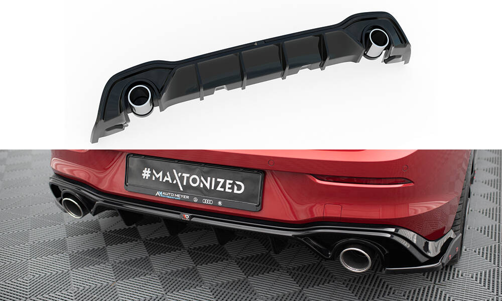 Diffuser passend voor VW Golf GTE MK8 + Chrome Uitlaatsierstukken