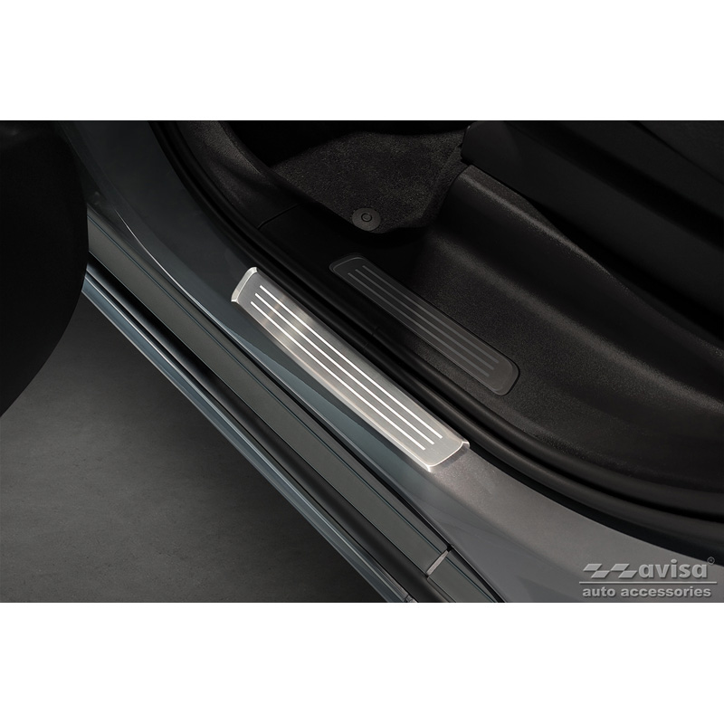 Inox door sill protectors  Volvo XC90 II 2015-2019 & all Facelift models - 'Lines' - 4-pieces