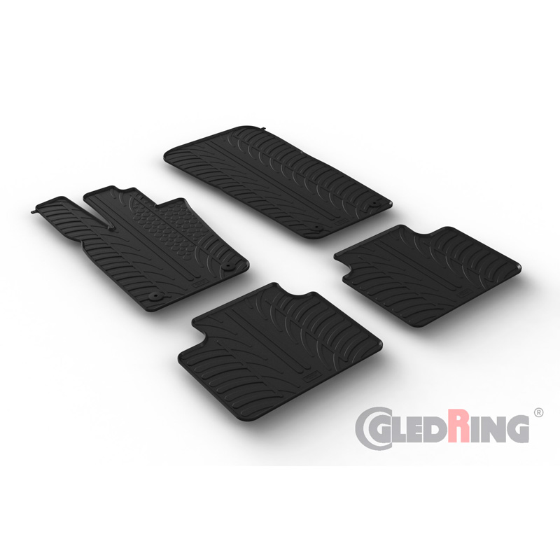 Rubber car mats set  Porsche Panamera GTS (971) Liftback 2016- (T profile 4-pieces + mounting clips)