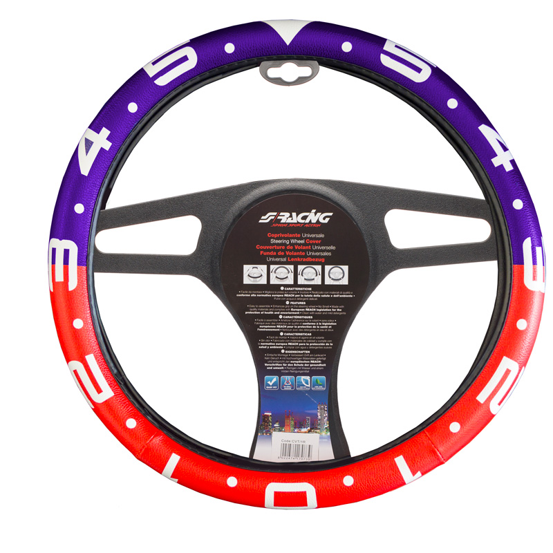 Simoni Racing Steering Wheel Cover Clock - Red/White/Blue Ecoleather - 37-39cm