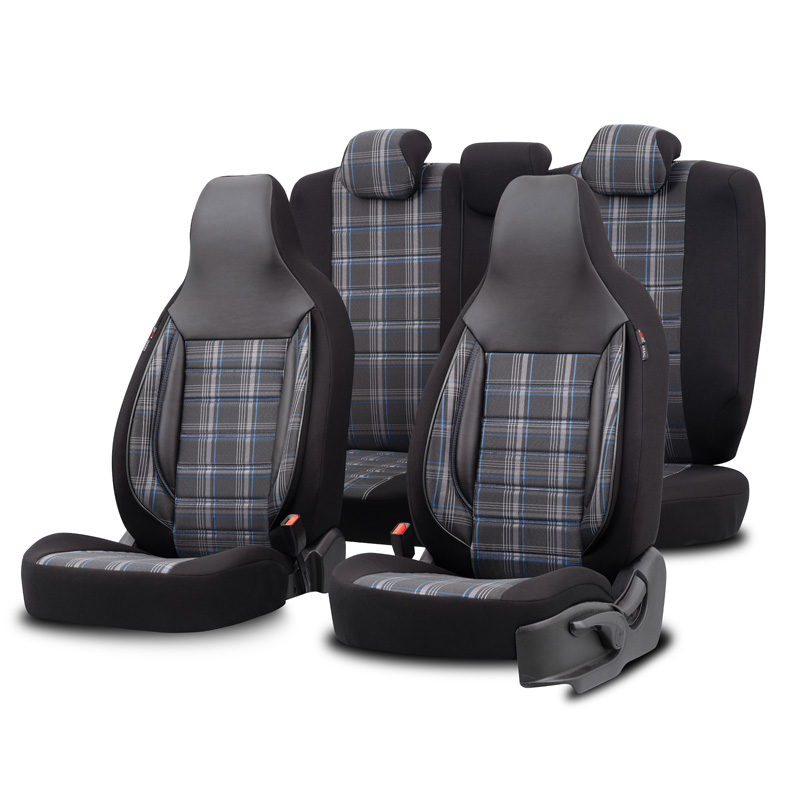Universal Fabric 'CityBug' Seat cover set 'Sports' Black/Grey/Blue - 9-pieces -  Side-Airbags