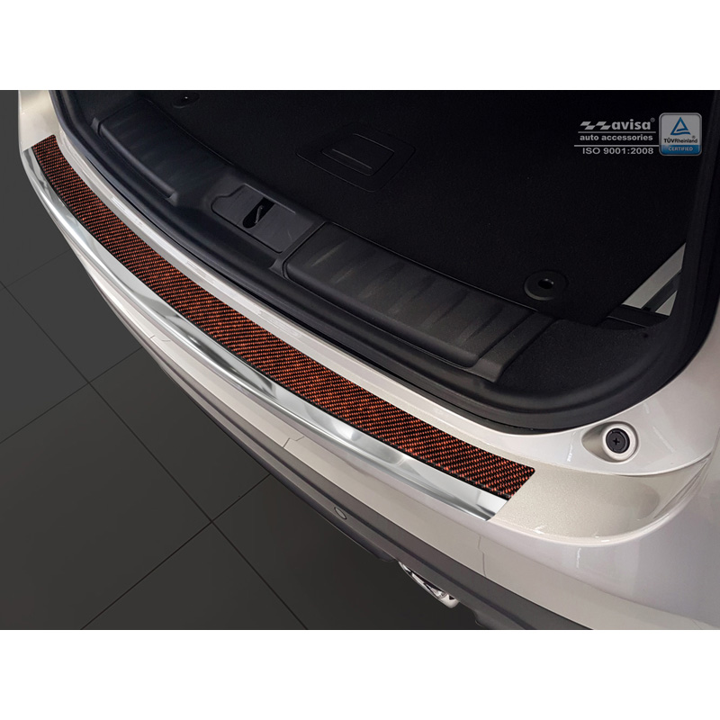 Stainless Steel Rear bumper protector 'Deluxe'  Jaguar F-Pace 2016-2020 & FL 2020- Chrom/Red-Black Carbon