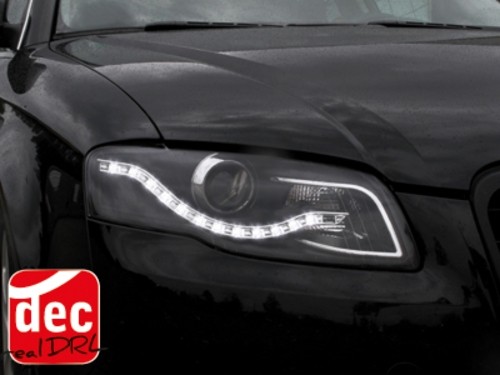 Headlights Audi A4 B7 LED DRL black ELR