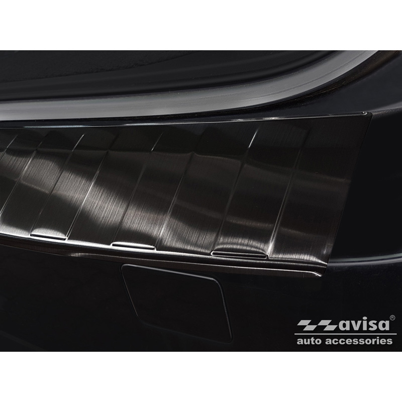 Black Stainless Steel Rear bumper protector  Volvo V70 Facelift 2013-2016 'Ribs'