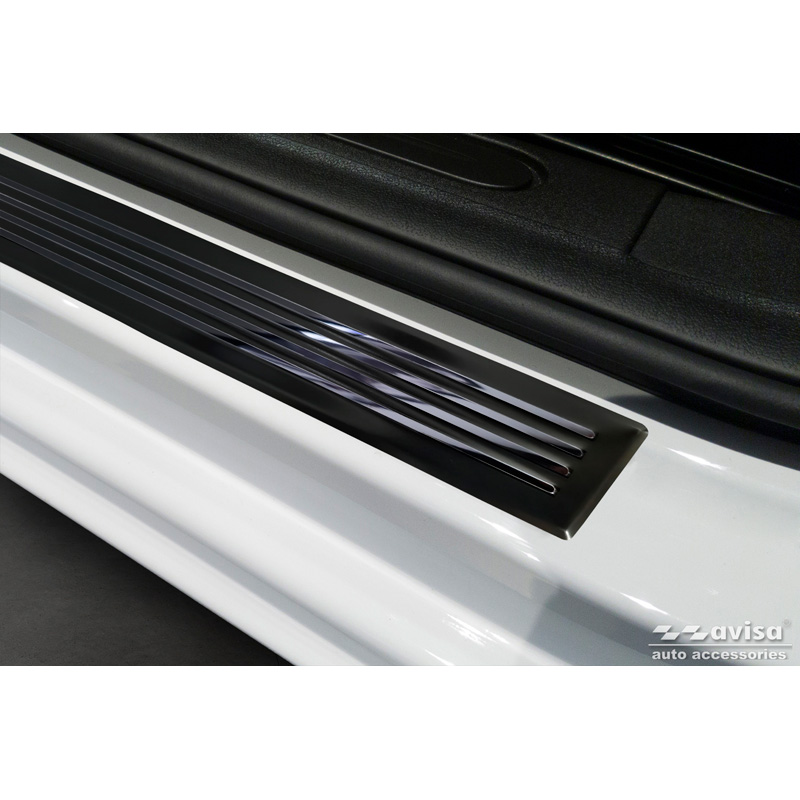 Universal Door Sill Protector Set 'Mirror Black' Aluminium/Black - 2-Pieces - 54 x 4 cm