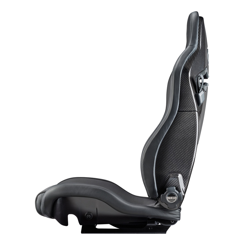 Sparco Sport Seat SPX DX - Passenger version (Right) - Black Leather/Alcantara + Carbon Backrest - Right-side Reclinable
