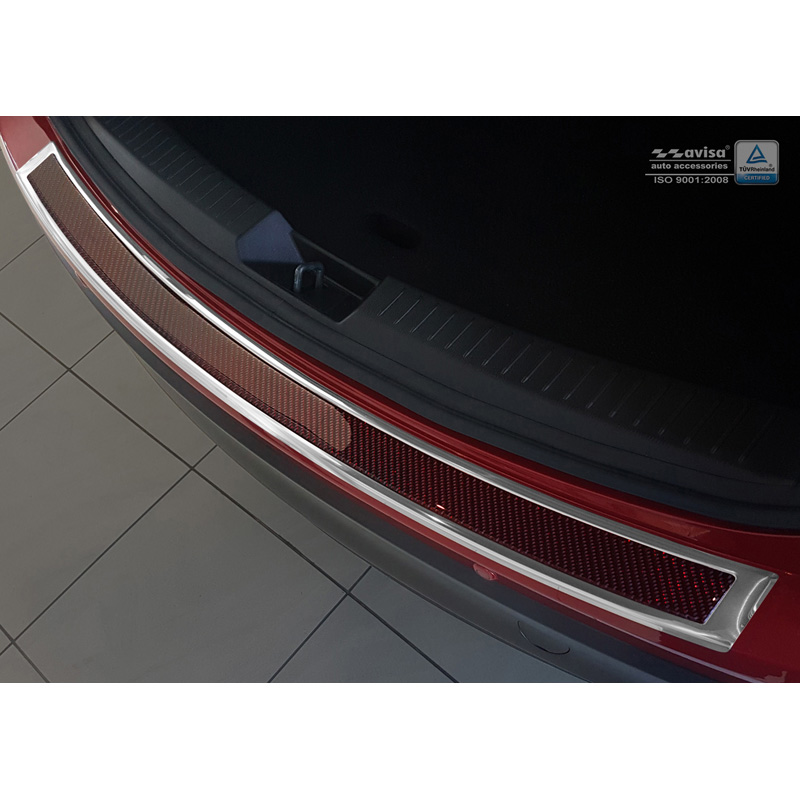 Stainless Steel Rear bumper protector 'Deluxe'  Mazda CX-5 2014- Chrome/Red-Black Carbon