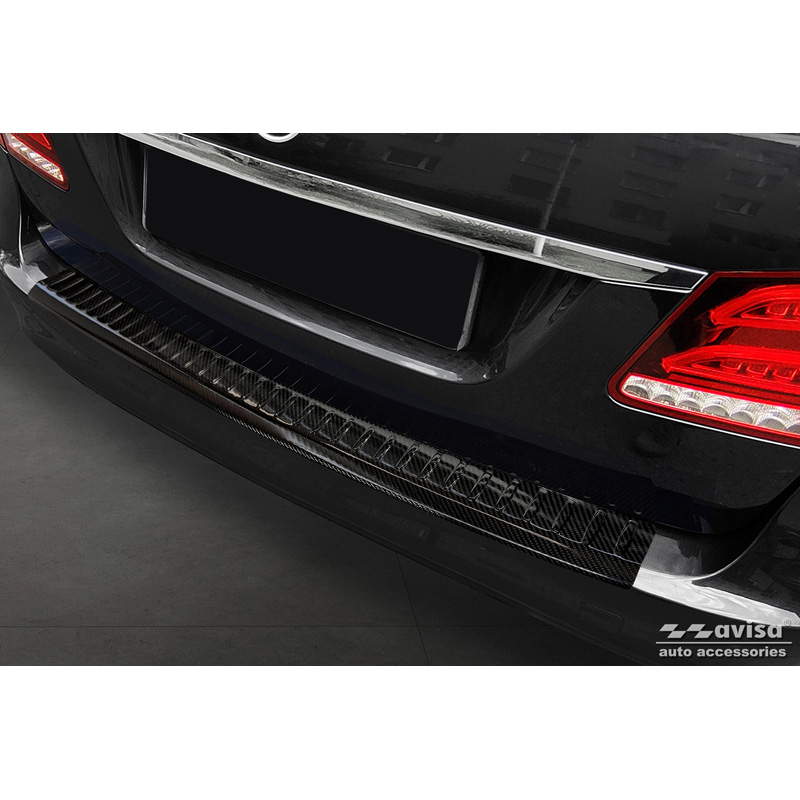 Real 3D Carbon Rear bumper protector  Mercedes E-Class Combi FL 2013-2016 'Ribs'