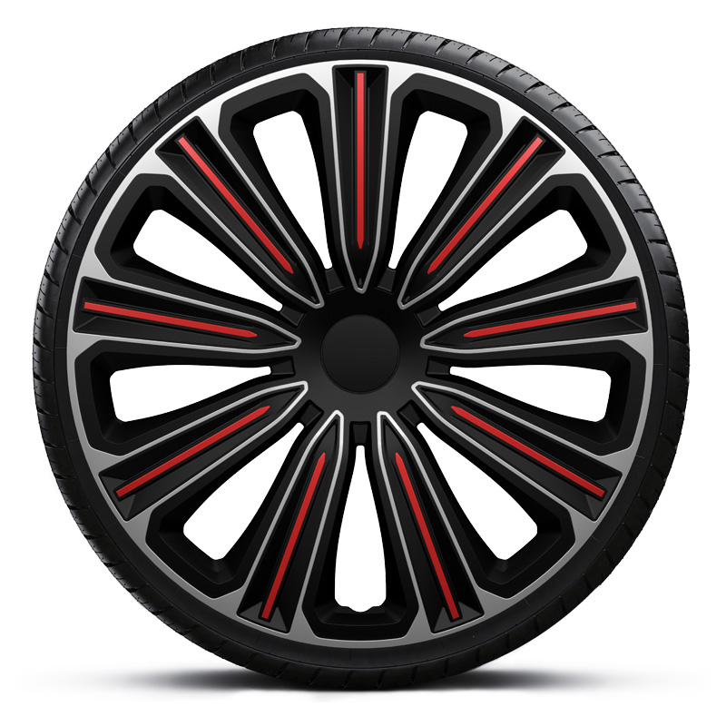 Set J-Tec wheel covers Rosso 15-inch silver/black/red