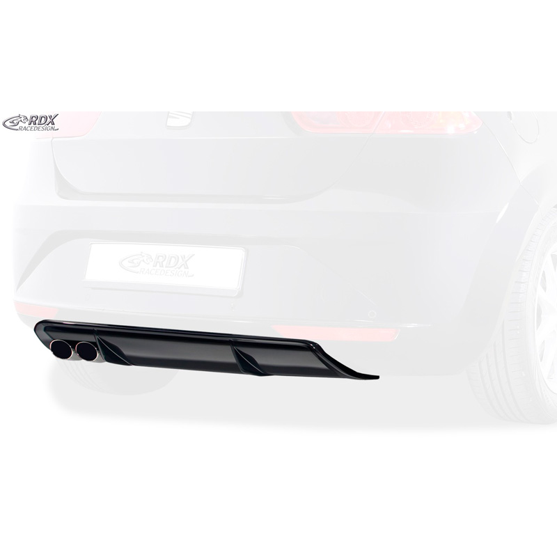 Rear bumper skirt 'Diffuser'  Seat Leon 1P Facelift 2009-2012 excl. FR/Cupra (ABS glossy black)