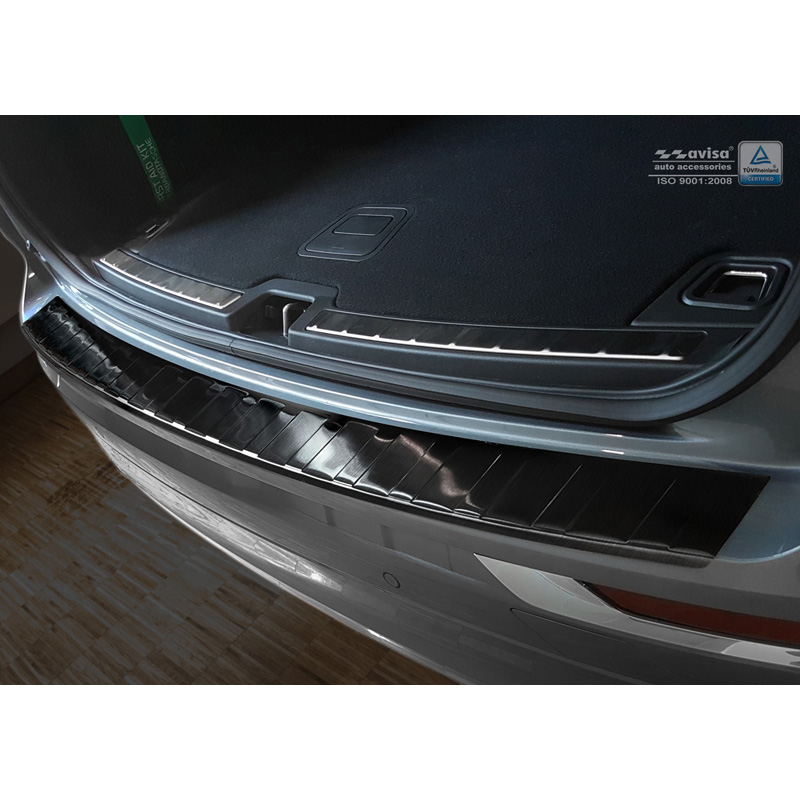 Black Stainless Steel Rear bumper protector  Volvo XC60 II 2017-2021- & FL 2021- incl. R-Design 'Ribs'