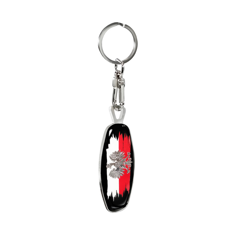 Stainless steel key chain - Emblem/ Flag BE+PL