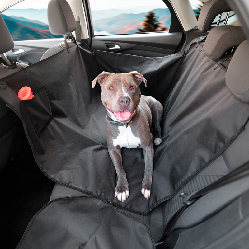 Universal Pet Car Seat Protector for the Rear Bench in Black Water-repellent Fabric - 1 piece
