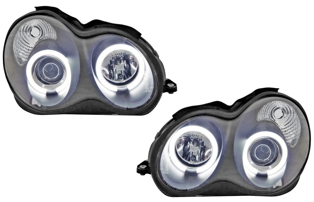 Headlights Mercedes W203 00-07 H1 + H1 Angel Eyes CCFL Black