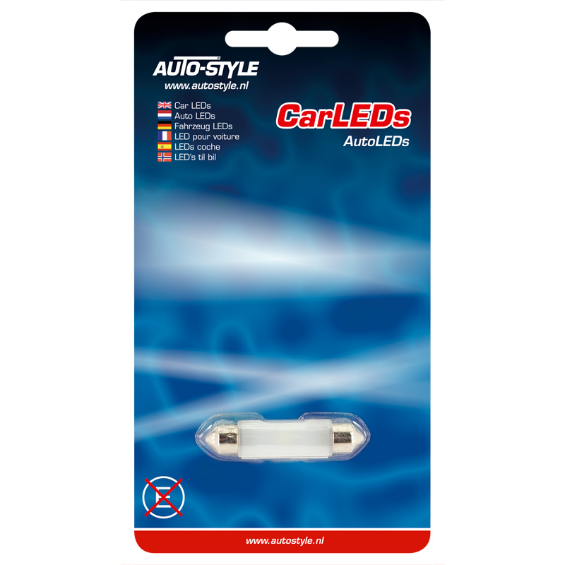 Festoon 3D SuperLED Bulb 12V/1W White 10x42mm, single piece (8000K)