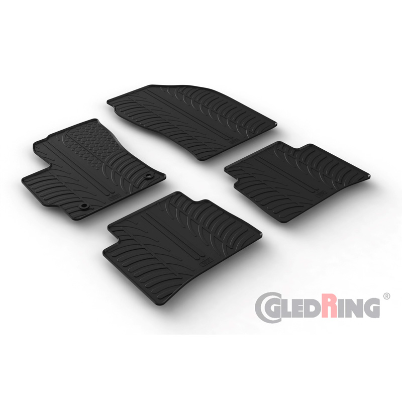 Rubber car mats set  Toyota Corolla Touring Sports Hybrid 12/2018- & Suzuki Swace Hybrid 9/2020- (T profile 4-pieces + mounting clips)