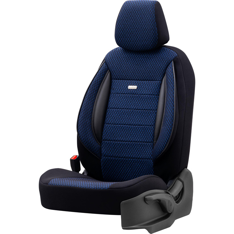 Universal Fabric Seat cover set 'SelectedFit Sports' Black/Blue - 11-pieces -  Side-Airbags