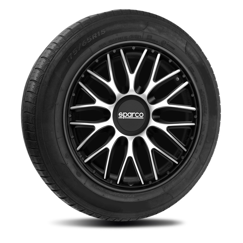 Sparco Wheel Covers Roma - 15-inch - Silver/Black - Set of 4 pieces