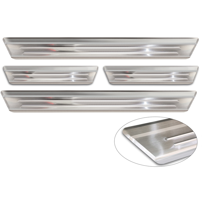 Inox door sill protectors  Mazda CX-60 (KH) 2022- - 'Lines' - 4-pieces