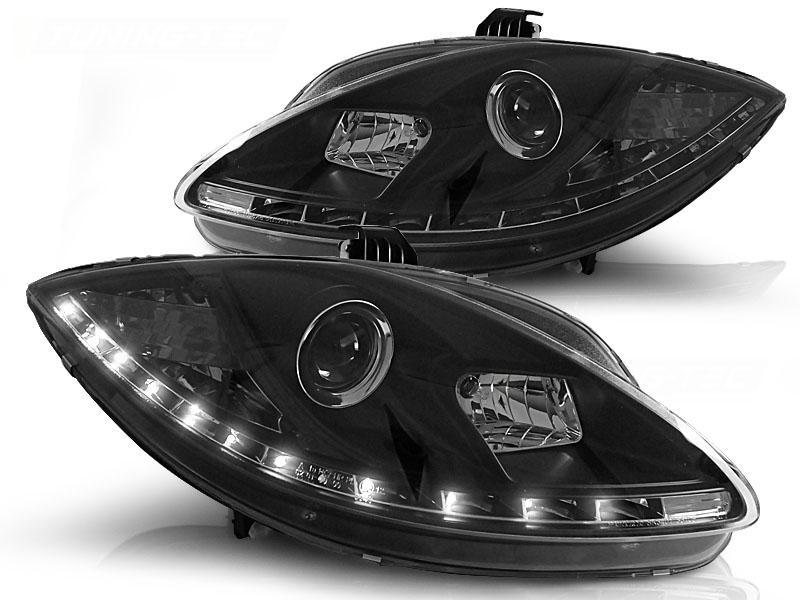 Set Headlights incl. DRL  Seat Leon/Altea/Toledo 2005-2009 - Black