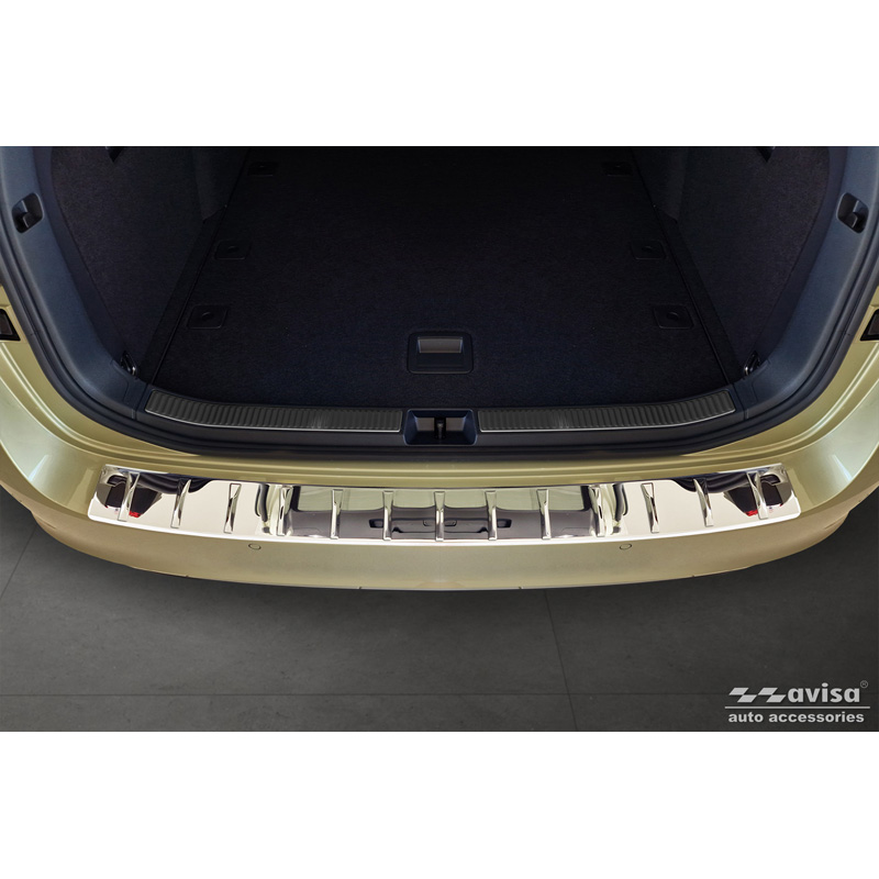 Chrome Stainless Steel Rear bumper protector  Skoda Superb IV Combi 2023- 'Ribs'
