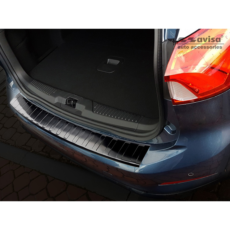 Black Stainless Steel Rear bumper protector  Ford Focus IV Kombi 2018- 'Ribs'