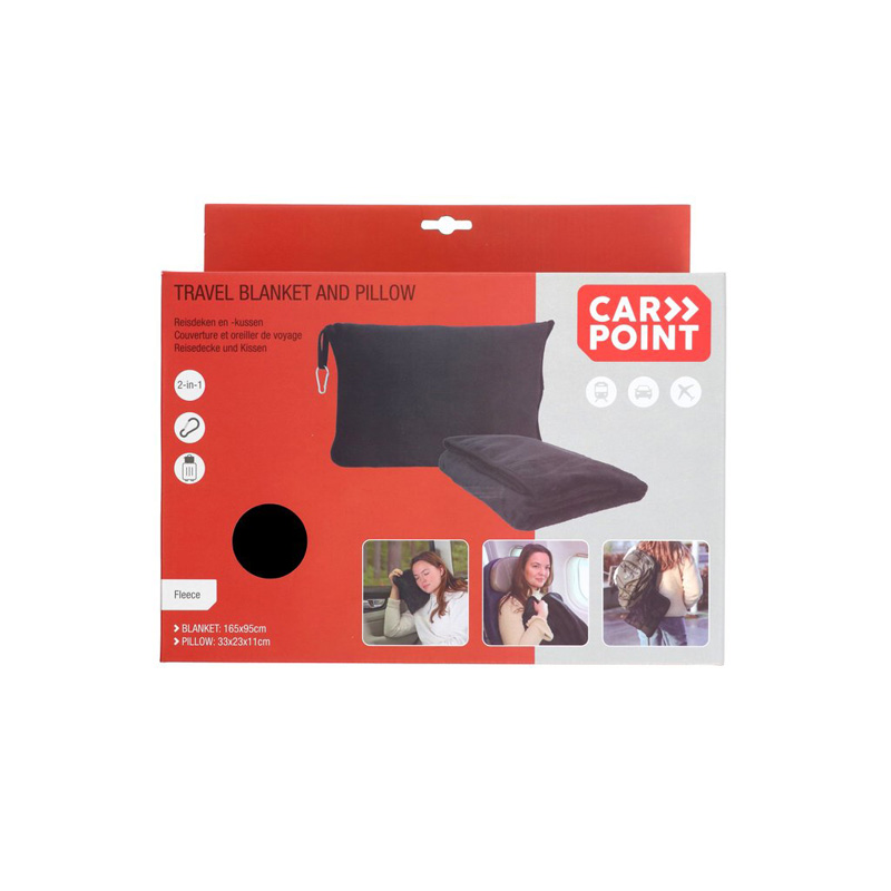 Carpoint Travel Blanket & Travel Pillow Black 2 in 1