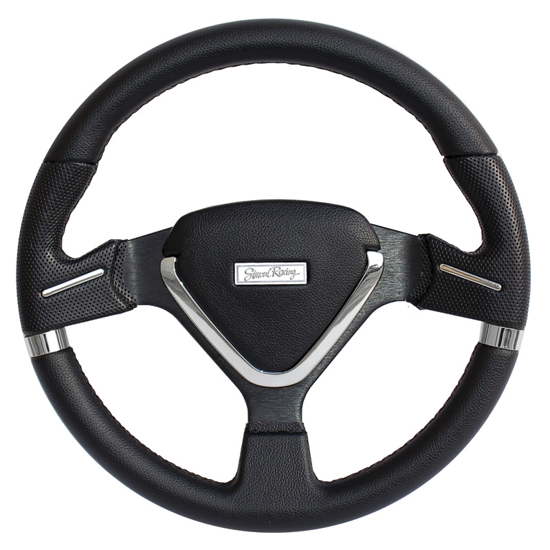 Simoni Racing Universal Steering Wheel Montecarlo - Black Ecoleather - Diameter 350mm