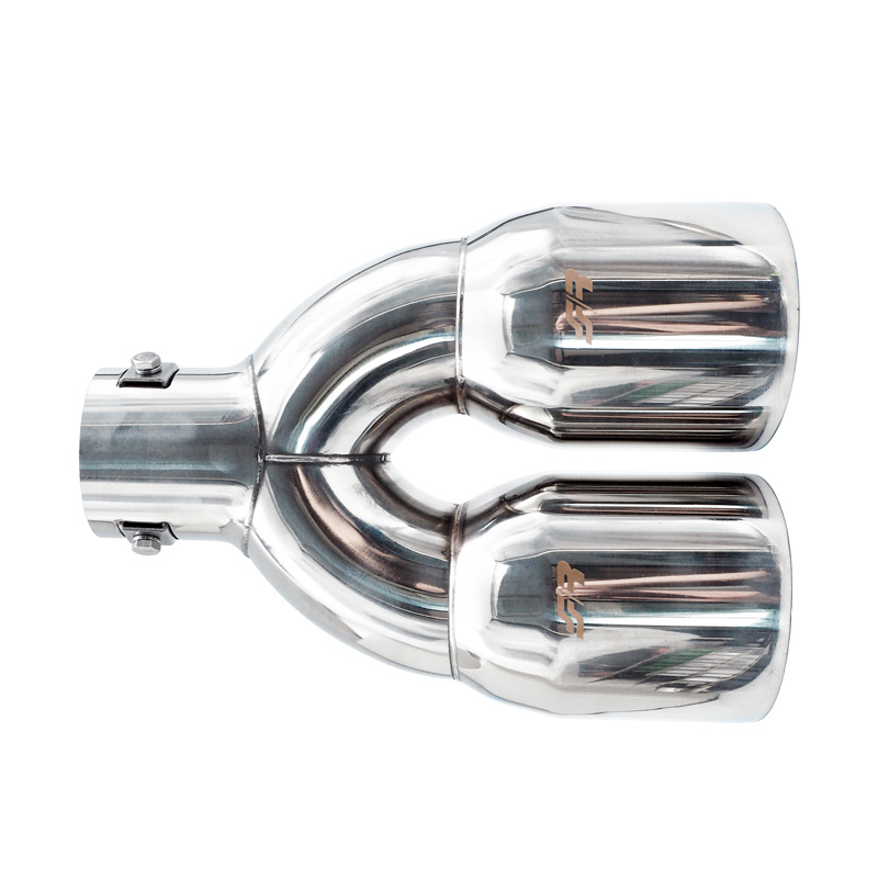 Simoni Racing Exhaust Tip Double Round/Slanting Inox - Ø90xL245mm - Installation 35->61mm