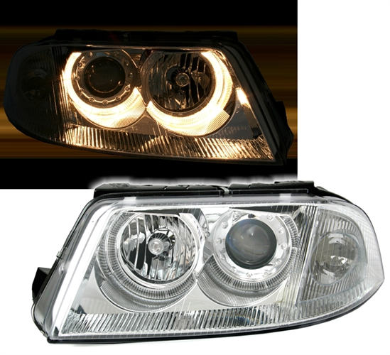 Headlights VW Passat 3BG Angel Eyes Chrome