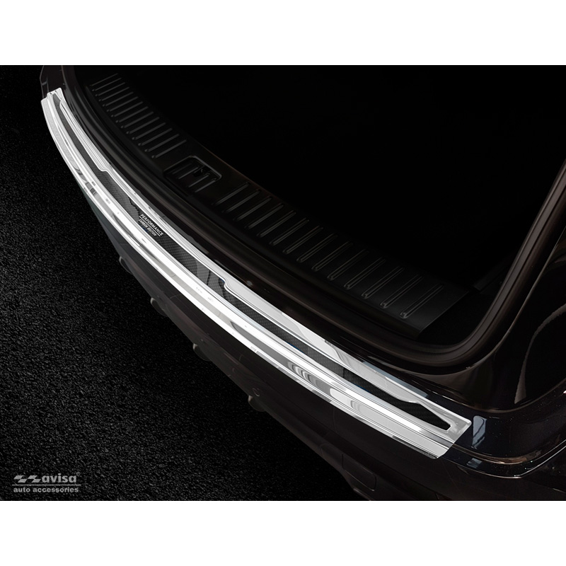 Stainless Steel Rear bumper protector 'Deluxe'  Porsche Cayenne III 2017- 'Performance' Silver Mirror/Black Carbon