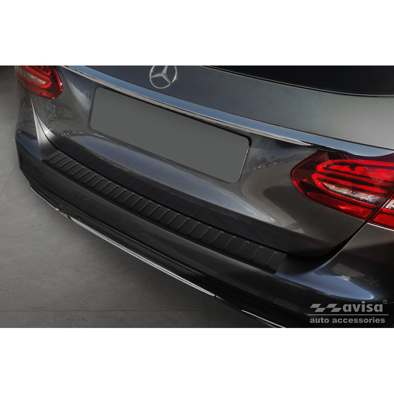 Matt Black Stainless Steel Rear bumper protector  Mercedes C-Class W205 Kombi 2014-2021 'Ribs'