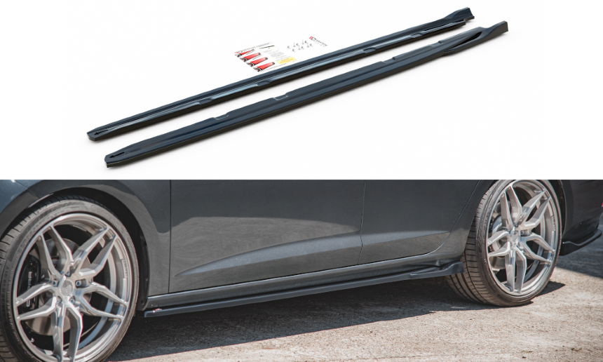Zijskirts passend voor Seat Leon FR 5F Maxton Design glans zwart V.4