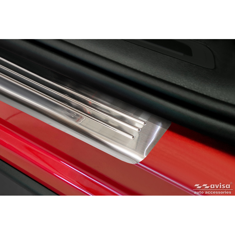 Inox door sill protectors  Volkswagen Tiguan II 2016-2020 & FL 2020- incl. Allspace 2017-2020 & FL 2020-2024 - 'Lines' - 4-pieces