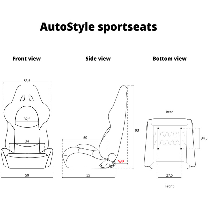 Sport seat 'Eco' - Black/Blue Synthetic leather - Left-side reclinable back-rest - incl. slides
