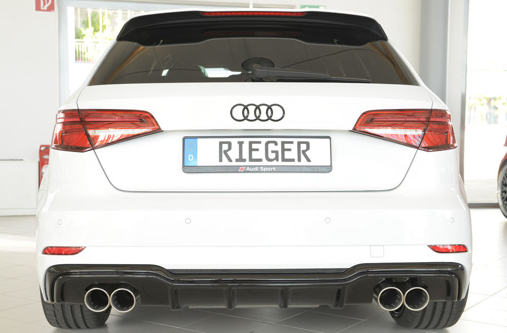 Diffuser passend voor Audi A3 8V S-Line Hatchback & Sportback 16-20 Rieger Glans Zwart