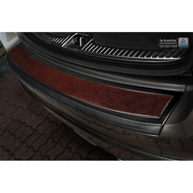 Stainless Steel Rear bumper protector 'Deluxe'  Volvo XC60 2013-2016 Black/Red-Black Carbon