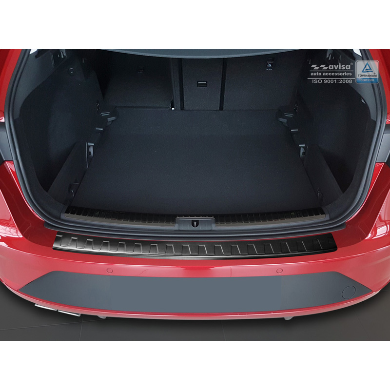 Black Stainless Steel Rear bumper protector  Seat Leon (5F) ST 2013-2017 & 2017- 'Ribs'