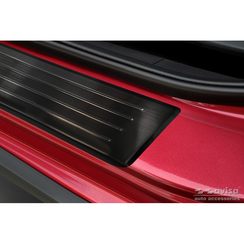 Black Inox door sill protectors  Honda Jazz Crosstar 2020- 'Lines' - 4-pieces
