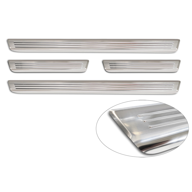 Stainless Steel Door sill protectors  Skoda Enyaq 2020- 'Lines' - 4-pieces