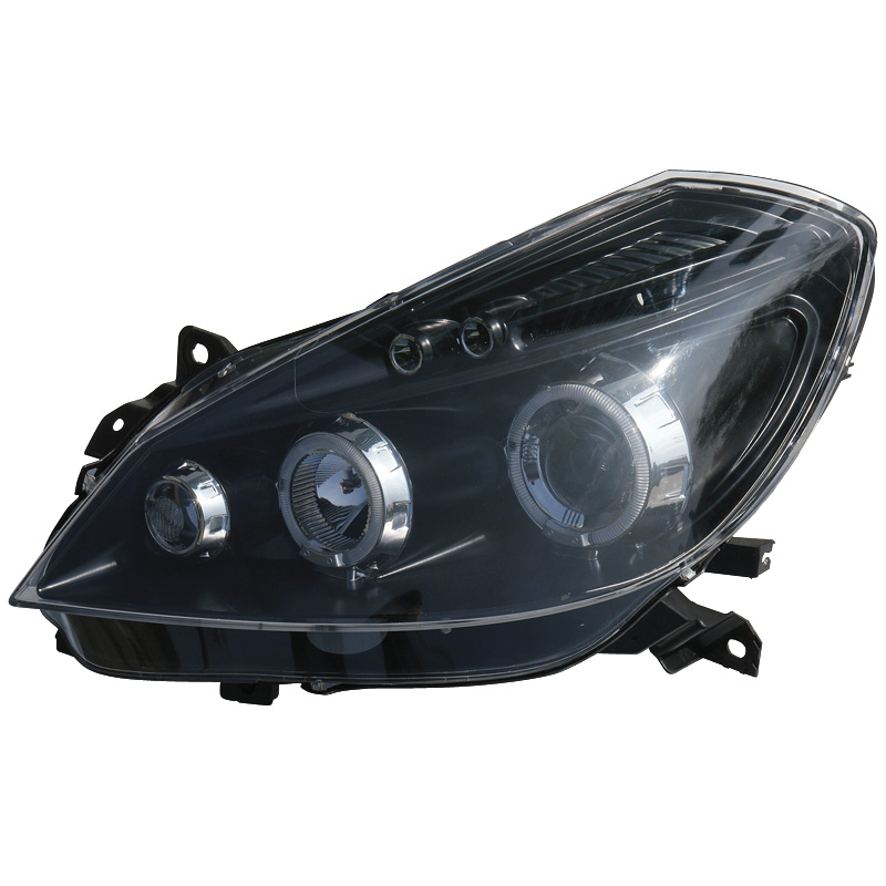Set Headlights  Renault Clio III 2005-2007 - Black - incl. Halos